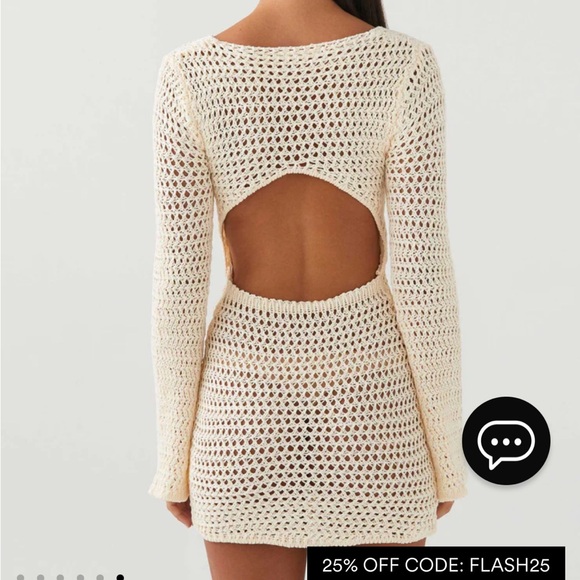 Peppermayo M-L Down for the Ride Crochet Mini Dress - Ivory Coverup - Picture 5 of 11